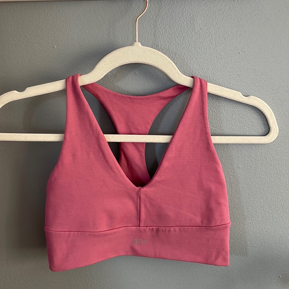 SET Active Pink V-neck Racerback Sports Bra